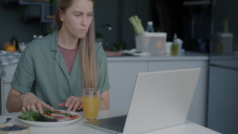 Woman Working From Home, Eating Lunch