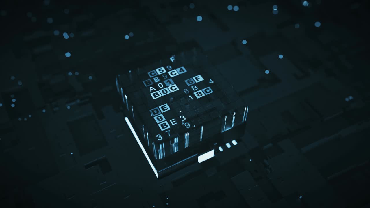 hexadecimal grandes datos código digital bucle sin costuras animación de renderización en 3d