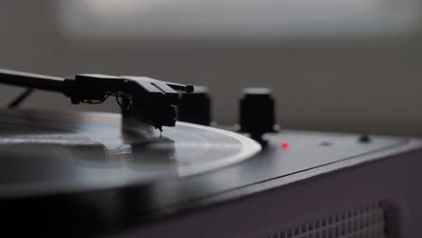vintage gramophone player close-up playing the record