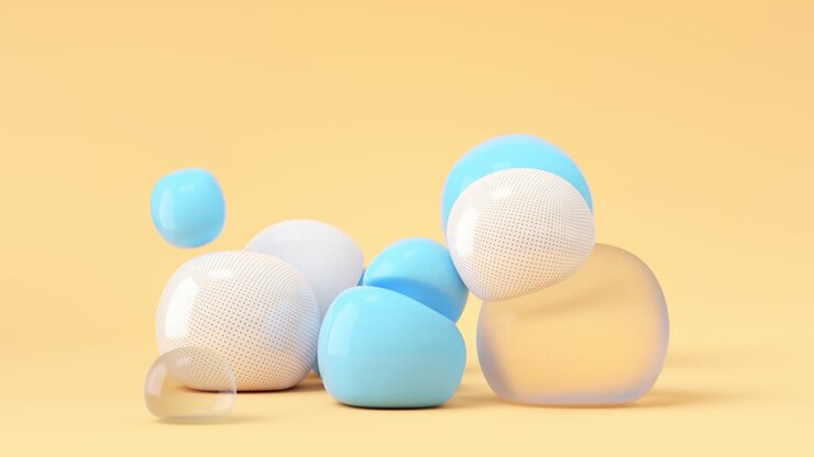 Bouncy and abstract balls, 3d rendering.