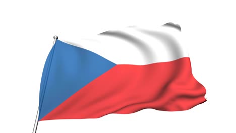 flag of the czech republic in the wind (alpha channel, semi-transparent, loopable)