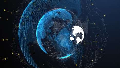 animación del globo, las conexiones y los puntos en el fondo de la marina