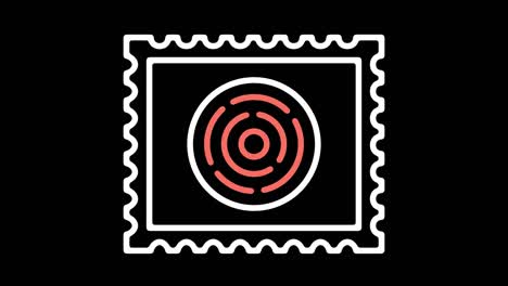 postage stamp line icon animation with alpha