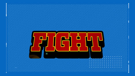 animation of fight text banner over interface with data processing against blue background