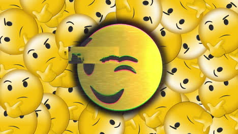 animación de las redes sociales con un icono de emoji rodeado de emojis