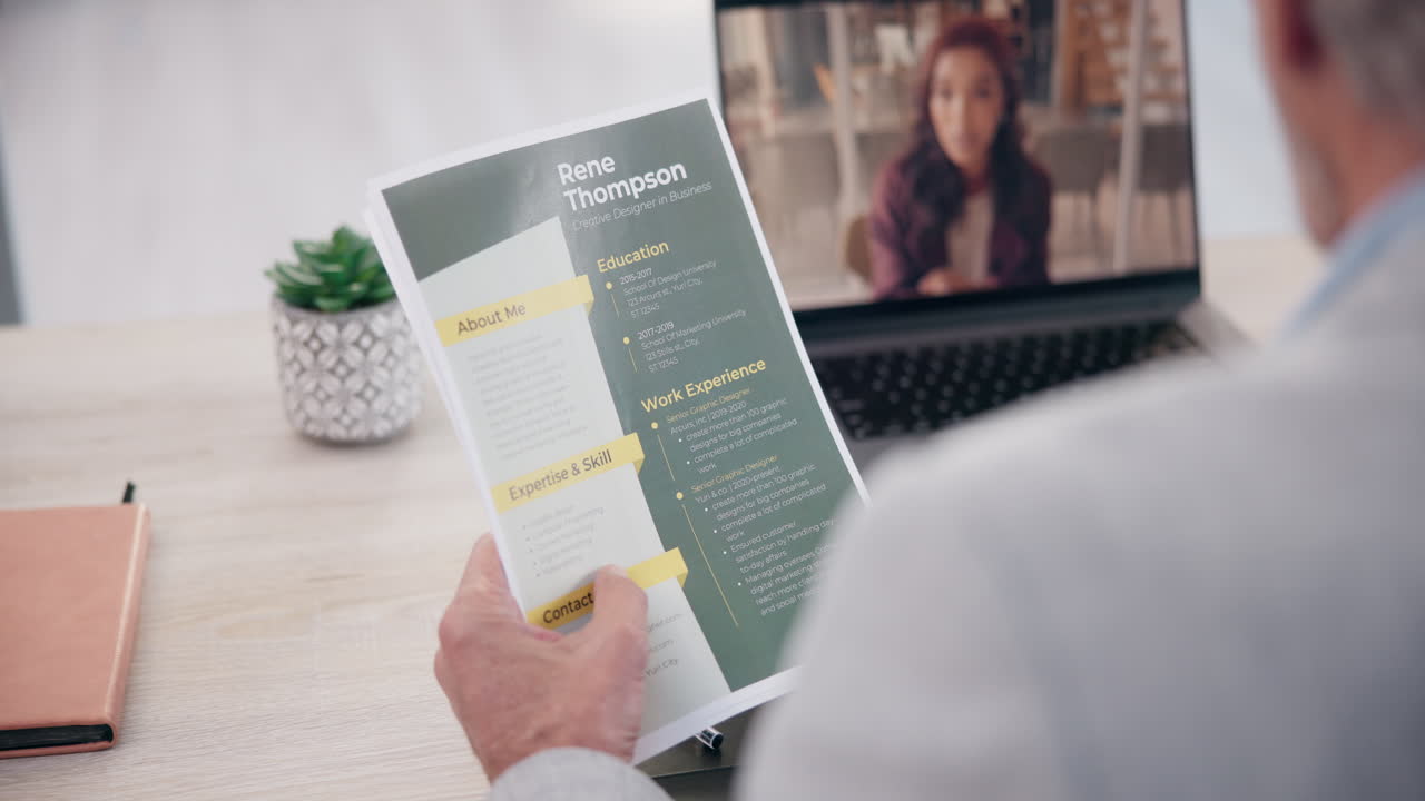 Job Interview Video Call with Resume