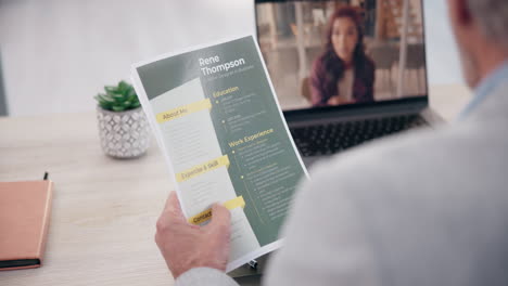 job interview video call with resume