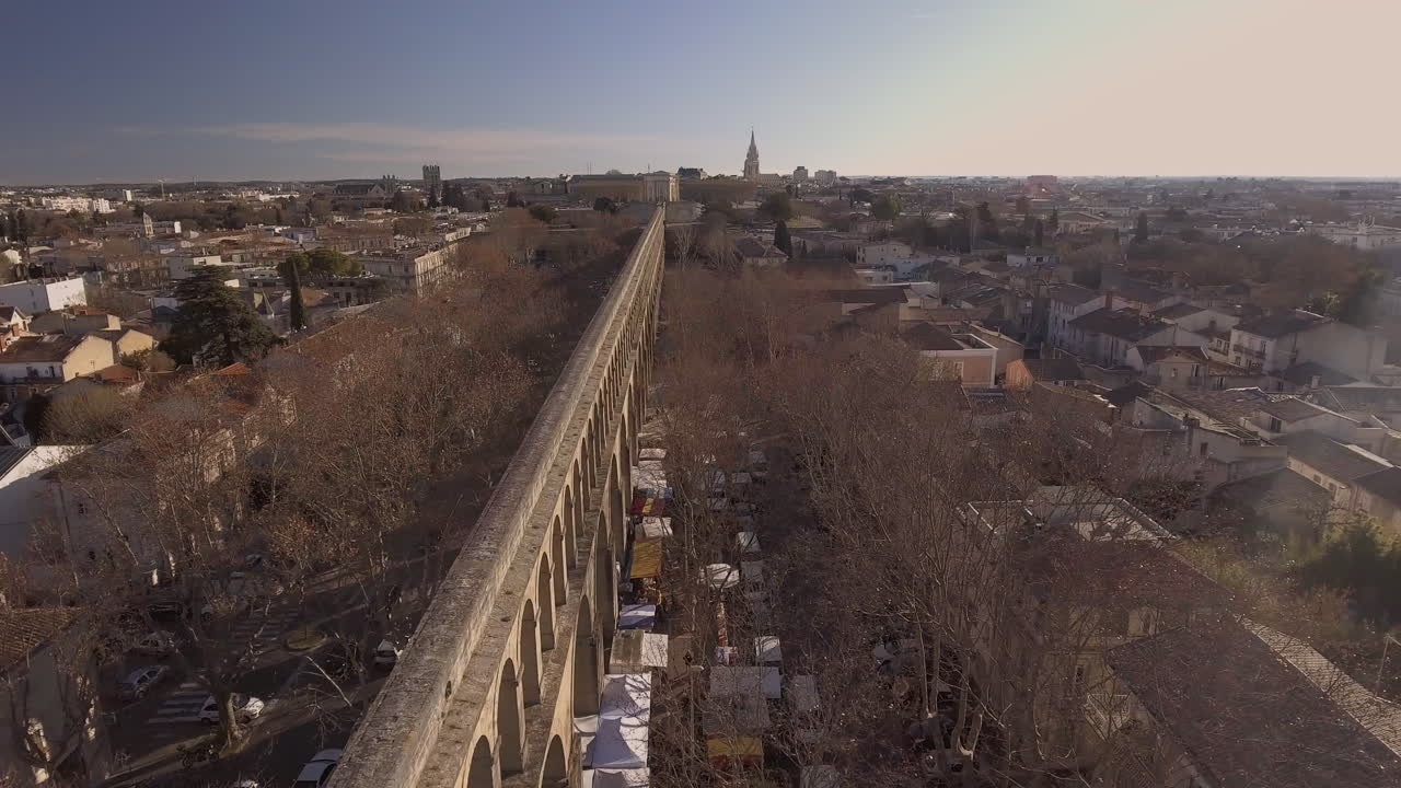 arceaux aqueduct 아침 시장 몽펠리에 드론 아침 비행