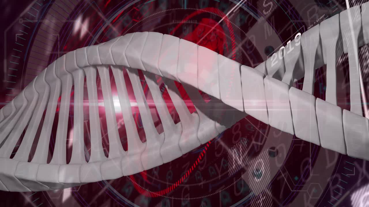 animación del escaneo de alcance, procesamiento de datos científicos y hilado de cadenas de adn