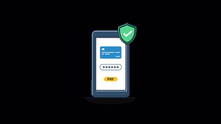Transazione di pagamento mobile sicuro con carta di credito su smartphone
