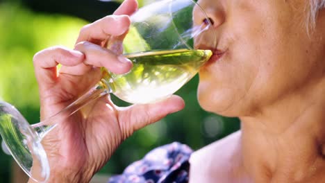 senior woman drinking wine