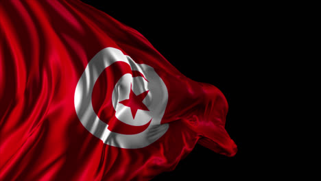 tunisian flag waving on black background