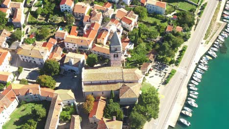 amazing historic town of osor, between islands cres and losinj, croatia. cathedral tower and city center.