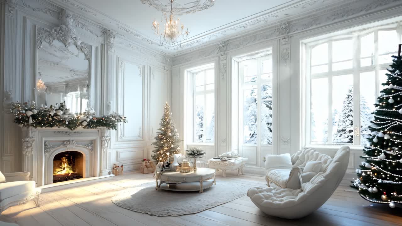 Luxe witte kerst woonkamer