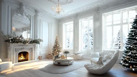 luxury white christmas living room