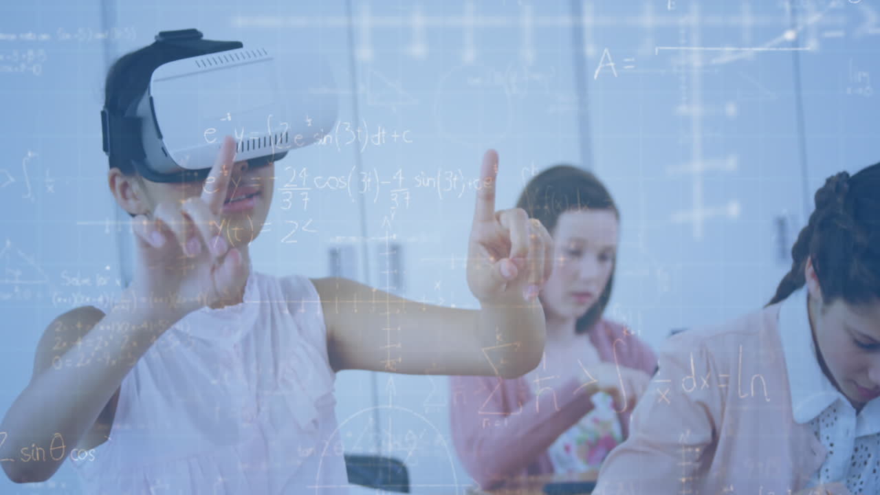 vr 헤드 ⁇ 을 사용하는 학교 학생들을 대상으로 수학 방정식의 애니메이션