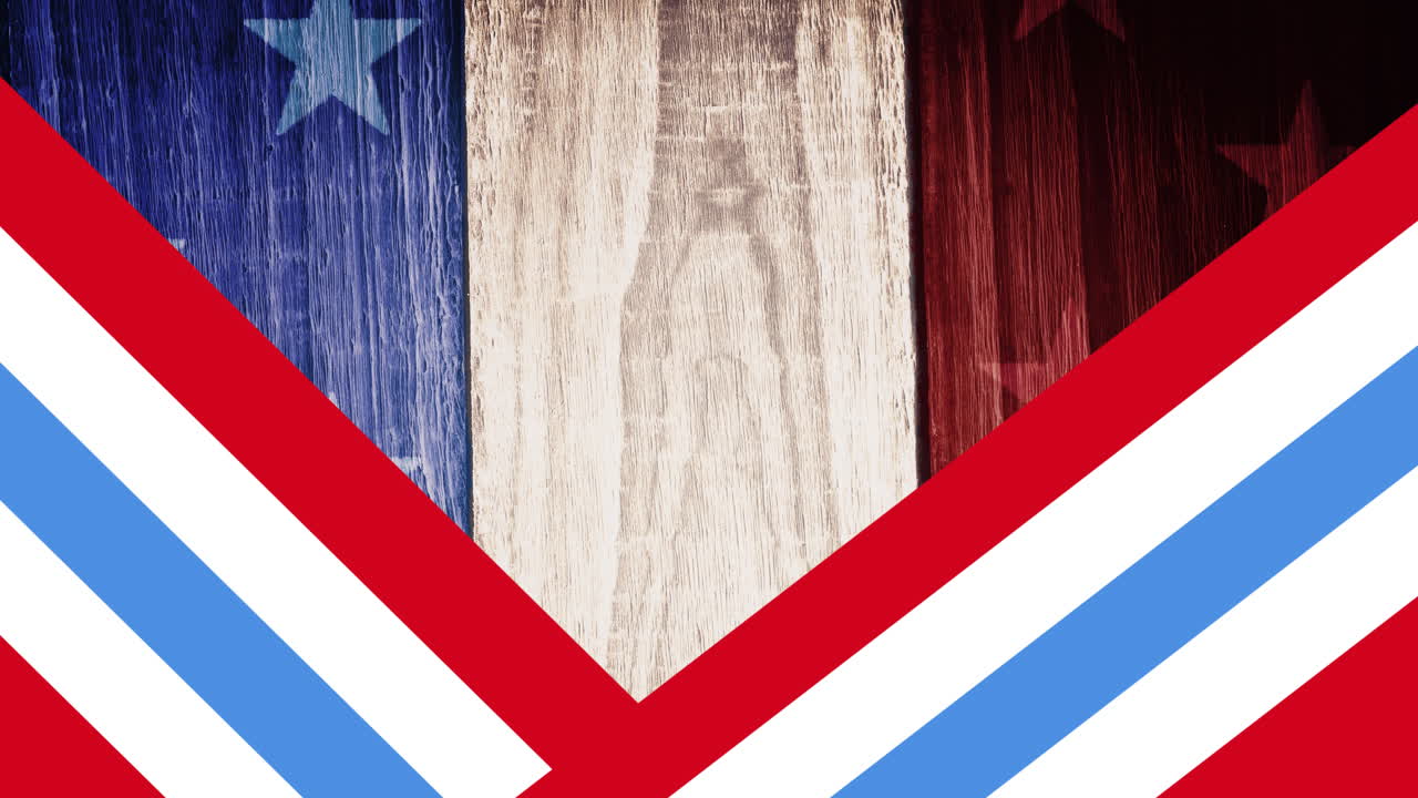 animación de la bandera de américa con rayas que se mueven sobre la bandera estadounidense