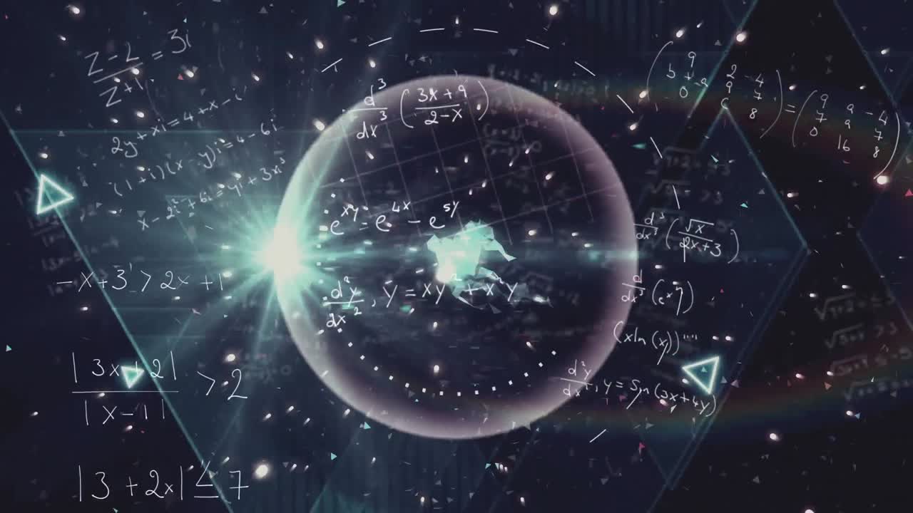 Mathematical equations over animate particles.