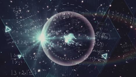 mathematical equations over animate particles.