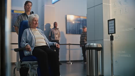 airport security check of elderly passenger