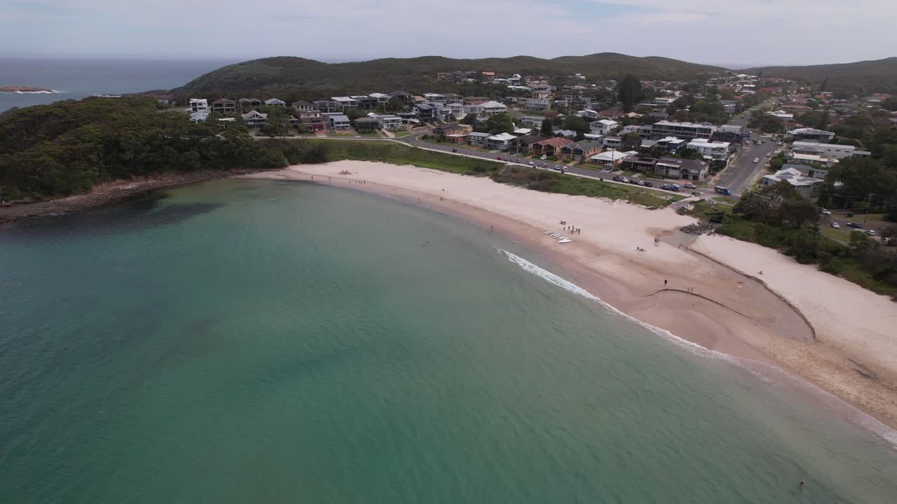 Tranquil Scenery At Fingal Beach In New South Wales, Australia - Aerial Shot