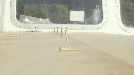 building wooden boat roof with plywood and brass screws