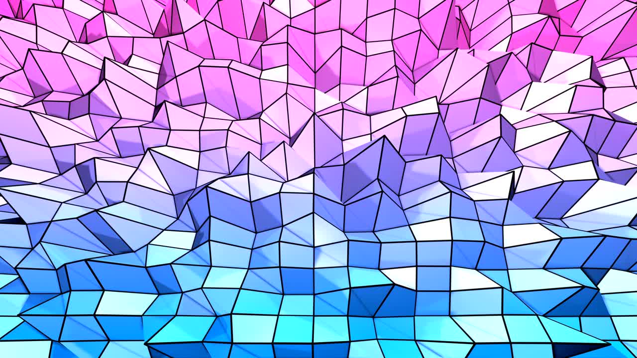 4k limpio bajo poli fondo animado en bucle. animación 3d sin costuras en estilo geométrico moderno con colores de gradiente modernos. fondo creativo simple. colores de gradientes rojos azules 1