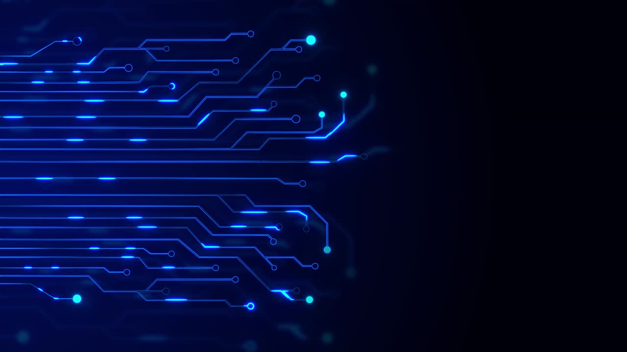 Digital data moving on circuit board and cpu 4k loop backgrounds computer processing and organizing