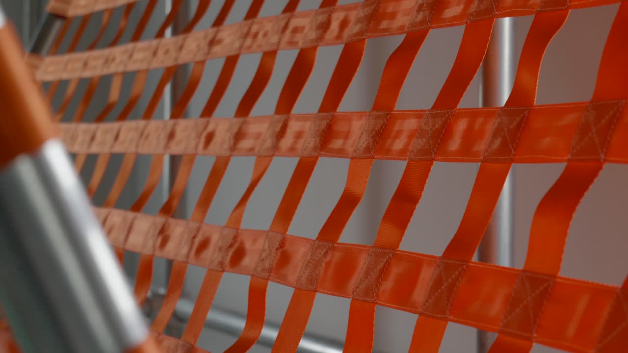 Indoor Playground. Orange Net Closeup. Slow Motion Footage