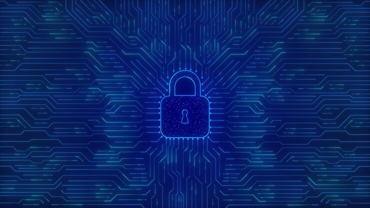 Concetto digitale di tecnologia per la sicurezza informatica, prevenzione delle frodi e protezione della privacy e della rete dati.