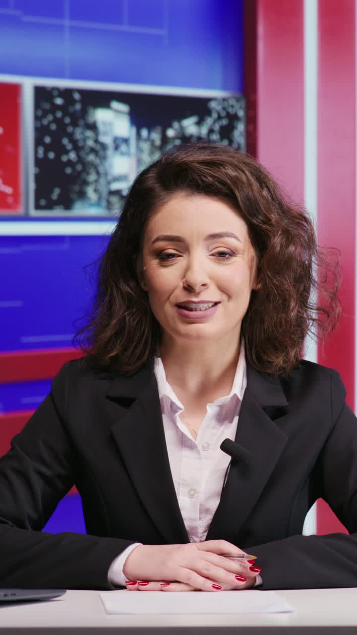 Vertical video Journalist presenting reportage of news