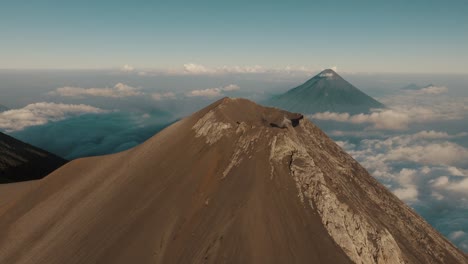 Fuego-Volcano-Crater-And-Agua-Volcano-In-Guatemala