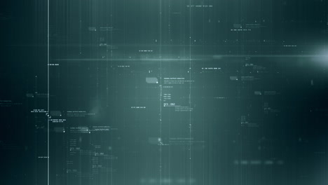futuristic abstract de-focus flowing data matrix, telemetry and encrypt numbers display with particles simulation for head up display in cyber space environment loop background