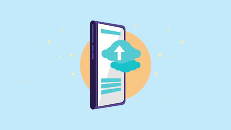 smartphone technology with cloud computing animation