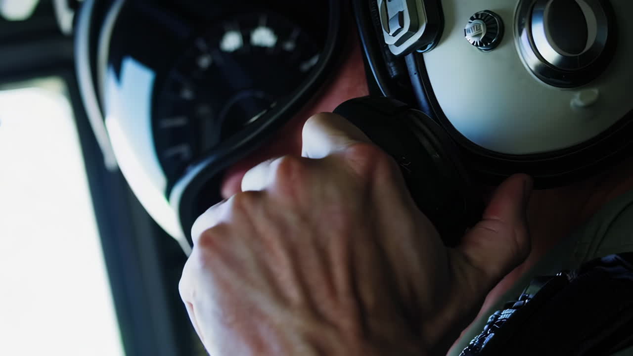 Helicopter Pilot in Cockpit