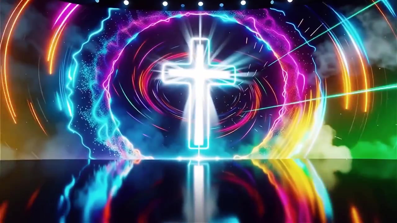 Croce Cristiana Luce Celestiale Sfondo per il Culto.