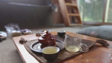 panning shot of beautiful tea ceremony