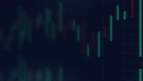 an abstract stock market chart with colorful bars on a dark blue background