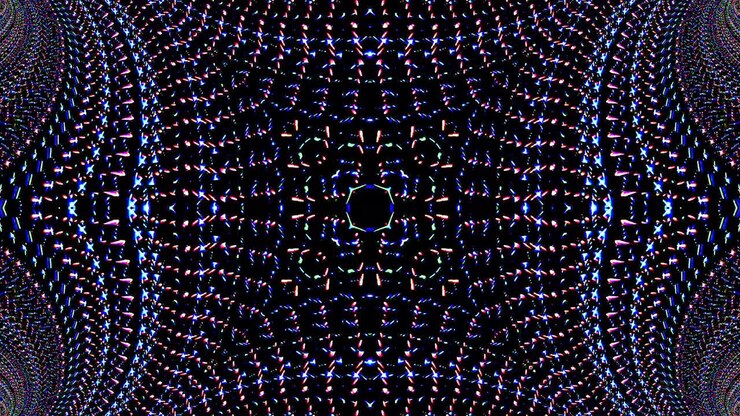 colorful lines glowing waves flower shape background kaleidoscope abstract