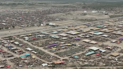 aerial view of northern cattle market in karachi