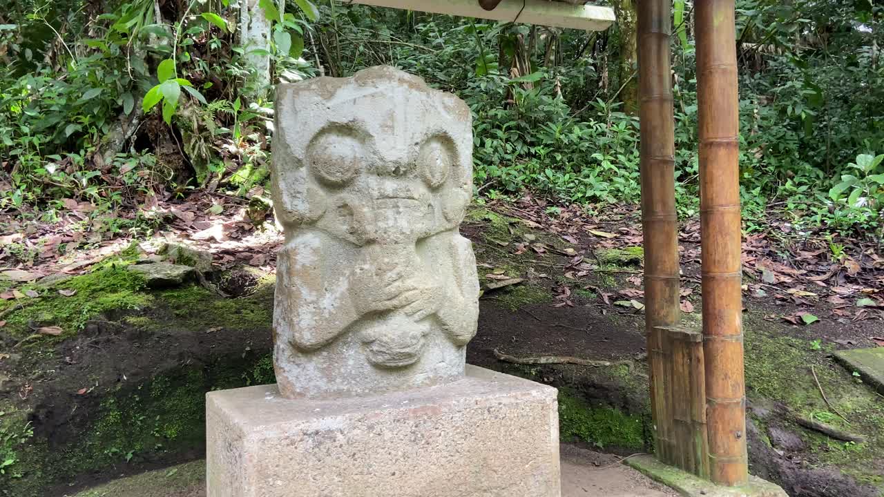 Megalithic pre-Columbian sculpture in San Agust&iacute;n Archaeological Park, Colombia