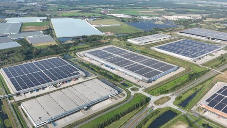 business park in venlo, modern distribution centers solars panels on the roof