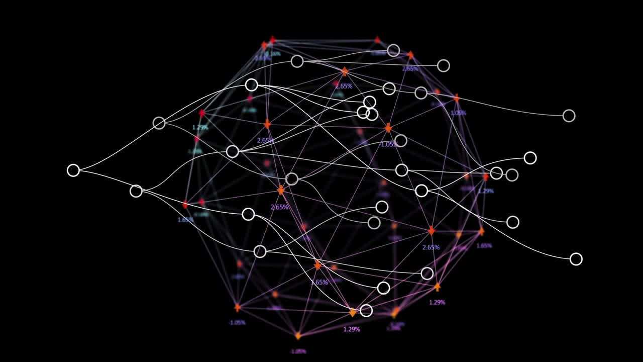 animación de la red de conexiones y procesamiento de datos en todo el mundo