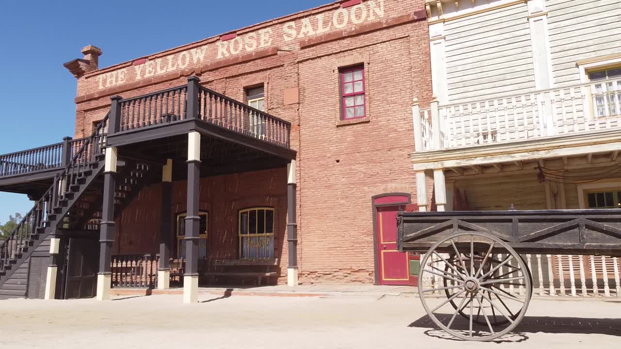 Horse riding cowboy at Oasis Mini Hollywood (Western Theme Park and Film Set) in the Tabernas Desert in Almeria, Andalucia, Spain