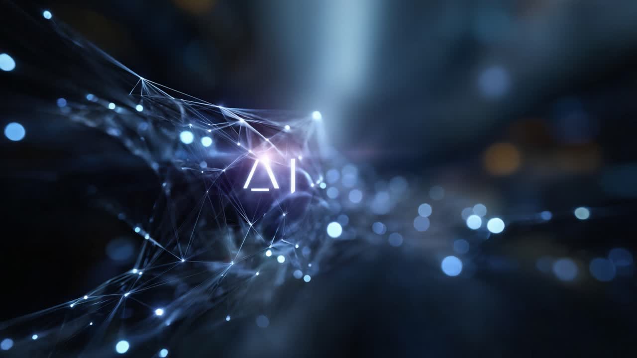 Esplorando l'intersezione tra tecnologia e creatività: una rappresentazione visiva astratta dell'intelligenza artificiale in un ambiente futuristico.