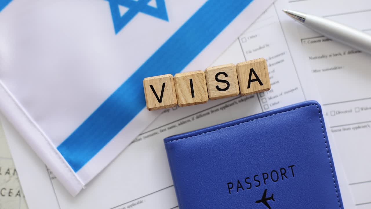 Visa Application with Israeli Flag and Passport