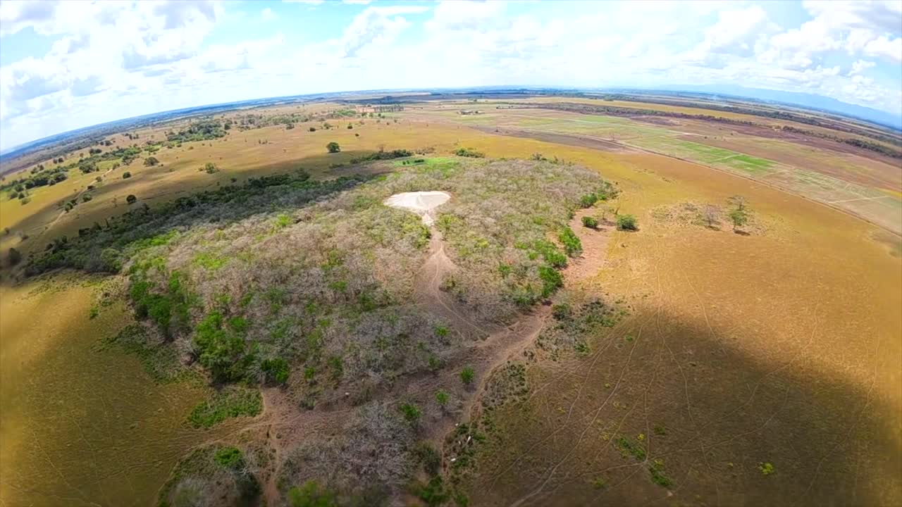 Drone view of Yagrumito mud volcano in Maturin's vast landscape