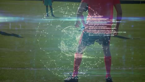 animación del procesamiento de datos sobre diversos jugadores de fútbol masculino