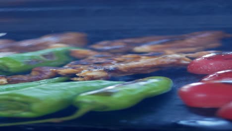 grilled meat and vegetables on the barbecue