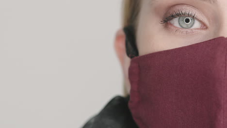 close up of beautiful woman in face mask